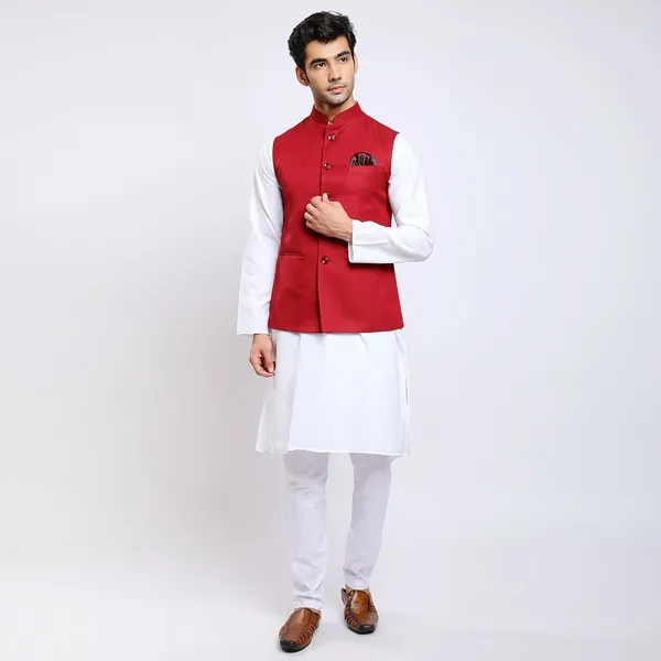 Red_Terry_Rayon_Premium_Fabric_Nehru_Jacket_For_Men