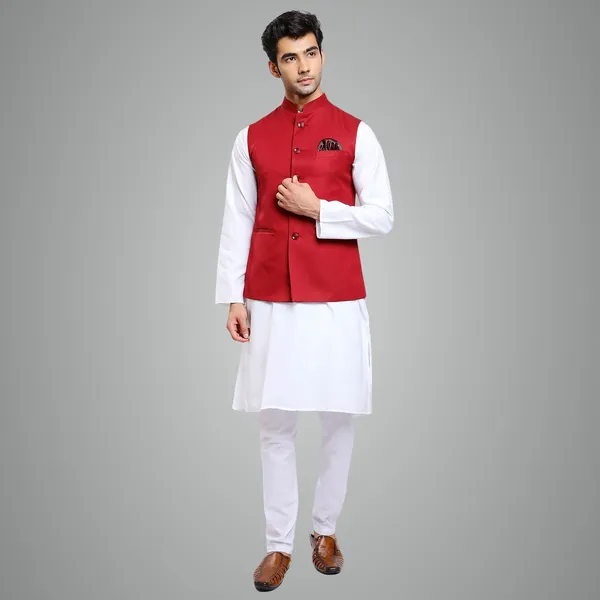 Red_Terry_Rayon_Premium_Fabric_Nehru_Jacket_For_Men
