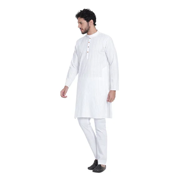 White_Cotton_Premium_Fabric_Kurta_Pajama_For_Men