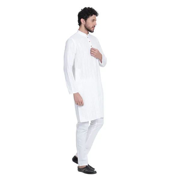 White_Cotton_Premium_Fabric_Kurta_Pajama_For_Men