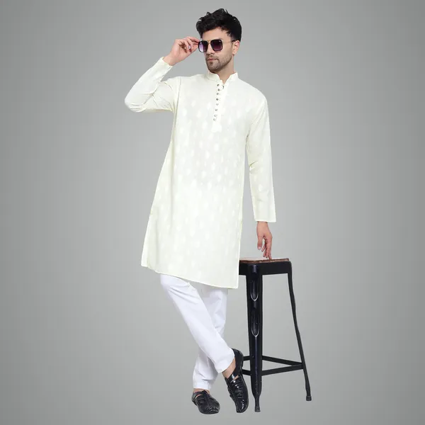 Yellow_Cotton_Premium_Fabric_Kurta_Pajama_For_Men