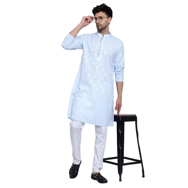 Blue_Cotton_Premium_Fabric_Kurta_Pajama_For_Men