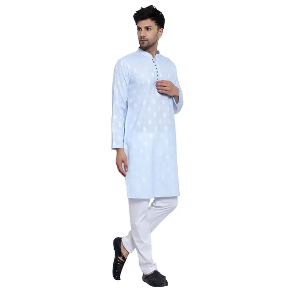 Blue_Cotton_Premium_Fabric_Kurta_Pajama_For_Men