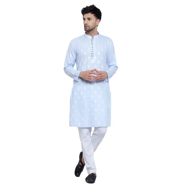 Blue_Cotton_Premium_Fabric_Kurta_Pajama_For_Men