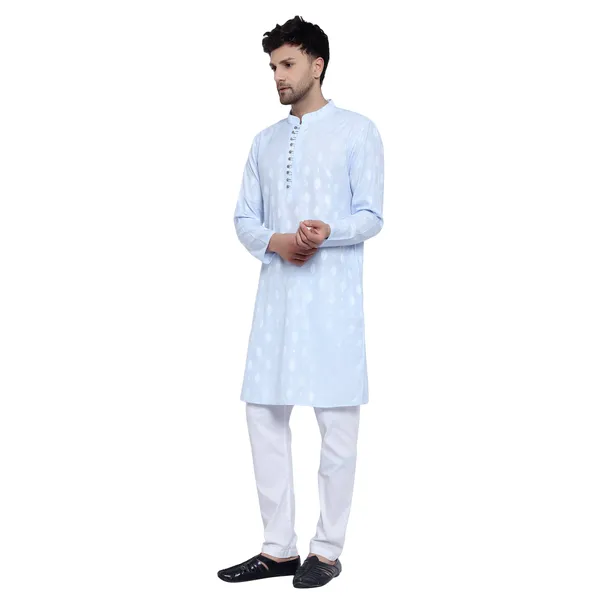 Blue_Cotton_Premium_Fabric_Kurta_Pajama_For_Men