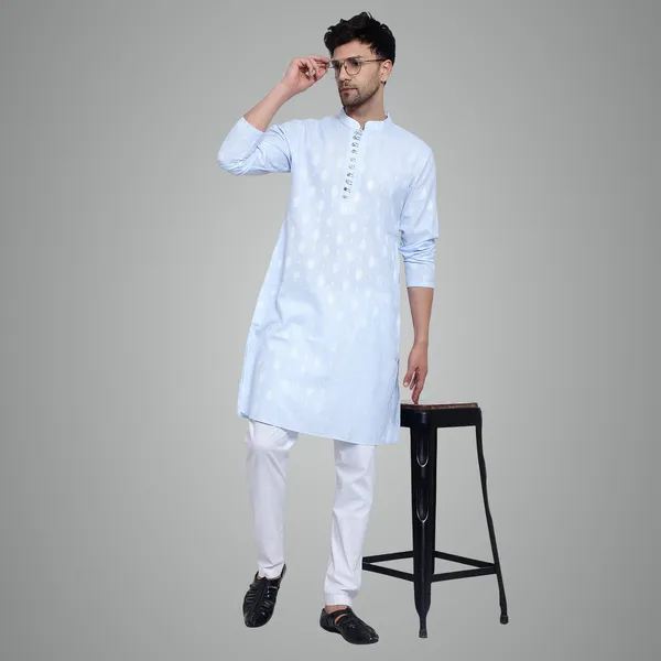 Blue_Cotton_Premium_Fabric_Kurta_Pajama_For_Men