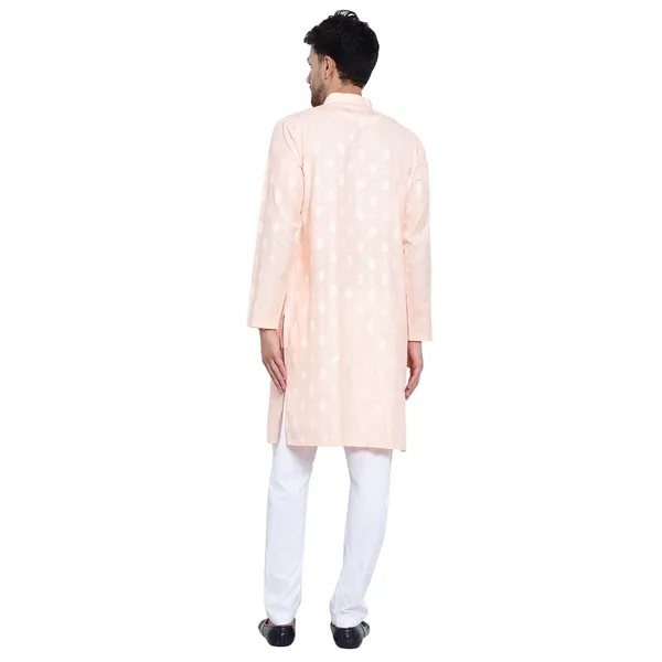 Peach_Cotton_Premium_Fabric_Kurta_Pajama_For_Men