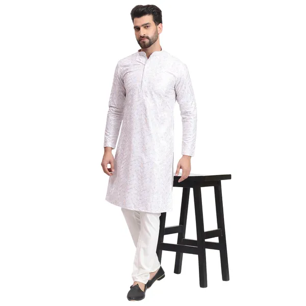 White_Rayon_Cotton_Premium_Fabric_Kurta_Pajama_For_Men