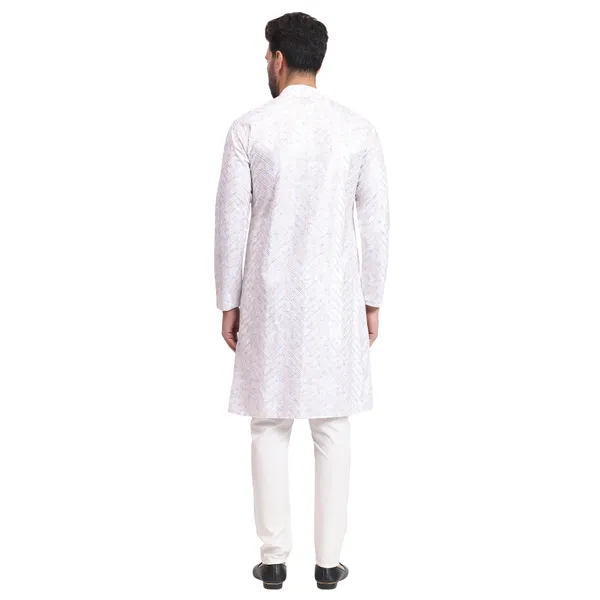 White_Rayon_Cotton_Premium_Fabric_Kurta_Pajama_For_Men