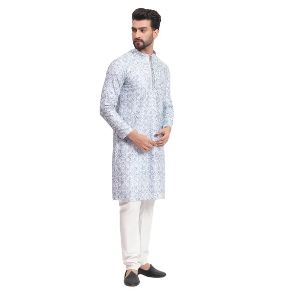 Greyish_Blue_White_Rayon_Cotton_Premium_Fabric_Kurta_Pajama_For_Men