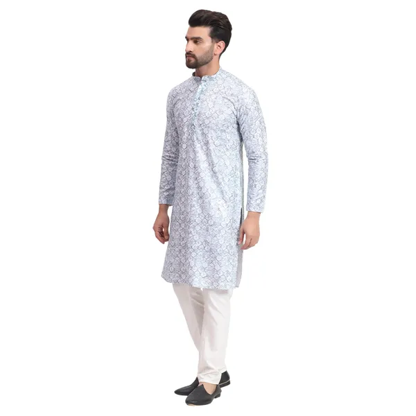 Greyish_Blue_White_Rayon_Cotton_Premium_Fabric_Kurta_Pajama_For_Men