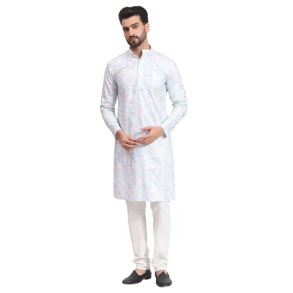 Pink_White_Rayon_Cotton_Premium_Fabric_Kurta_Pajama_For_Men