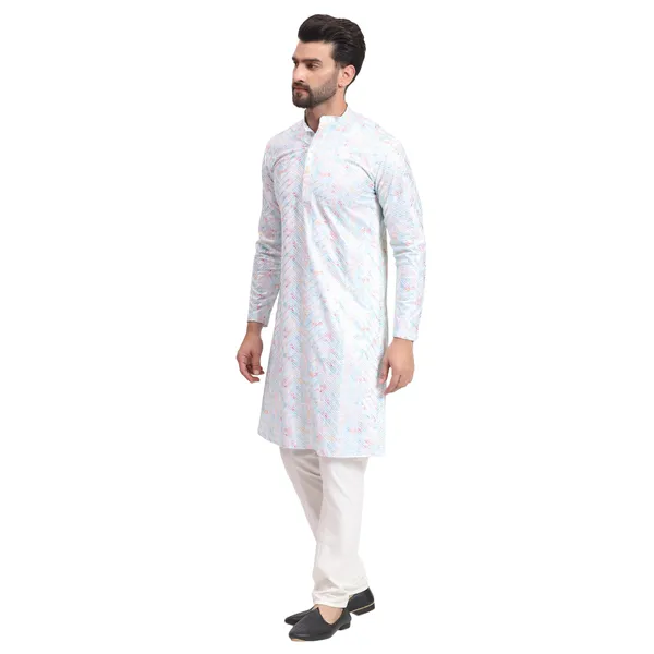 Pink_White_Rayon_Cotton_Premium_Fabric_Kurta_Pajama_For_Men