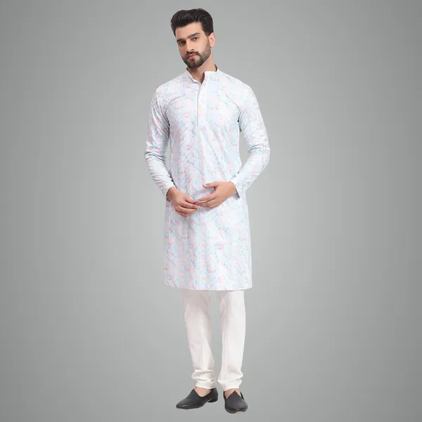 Pink_White_Rayon_Cotton_Premium_Fabric_Kurta_Pajama_For_Men