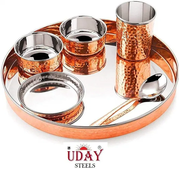 Steel_And_Brown_Copper_Dinner_Set_Brown_Pack_Of_6