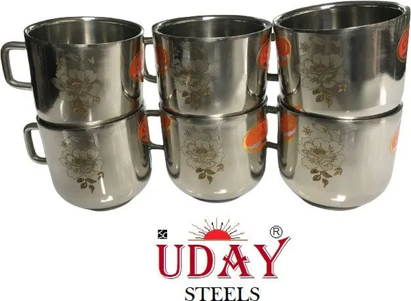 Silver_Cup_Set_Floral_Print_6Pc_Stainless_Steel_Coffee_Mug_180Ml_Pack_Of_6