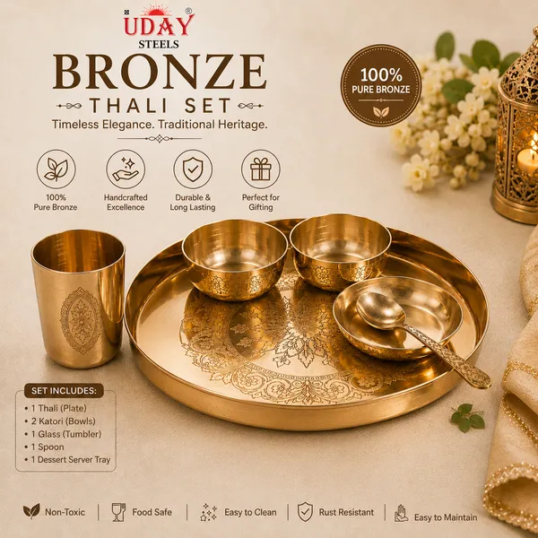 UDAY_STEEL_bronze_thali_set_