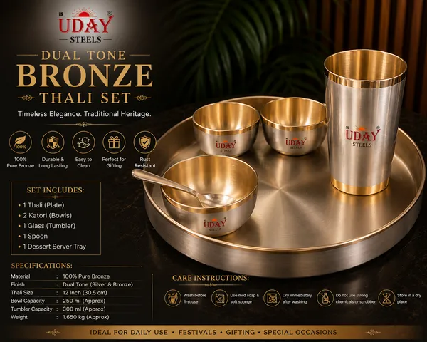 UDAY_STEEL_dual_tone_bronze_thali_set_