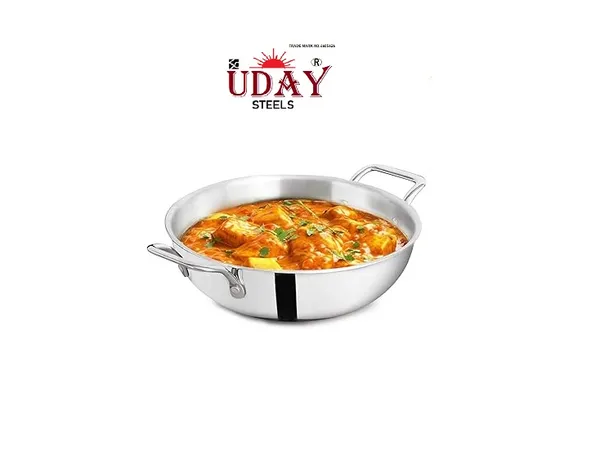 Steel_Kadai_23_Cm_Diameter_With_Lid_1.25_L_Capacity_Stainless_Steel_Aluminium_Stainless_Steel_Induction_Bottom