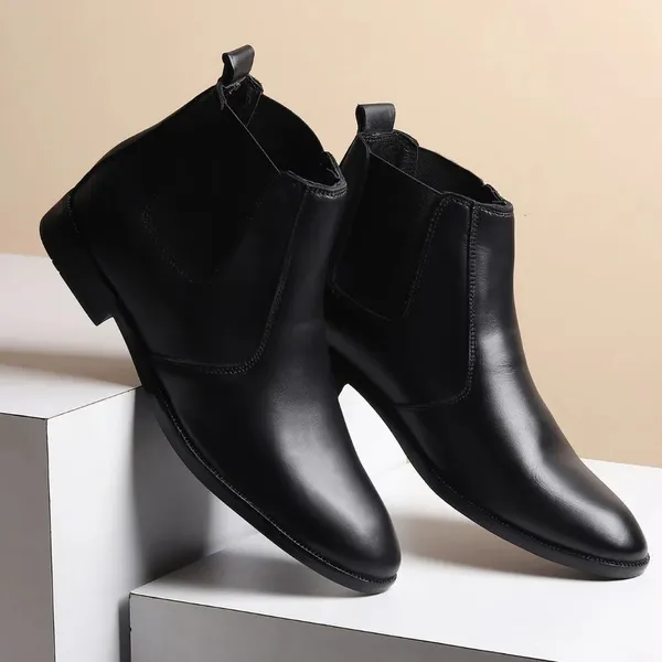 Kern_Black_Genuine_Leather_Chelsea_Boots_For_Men
