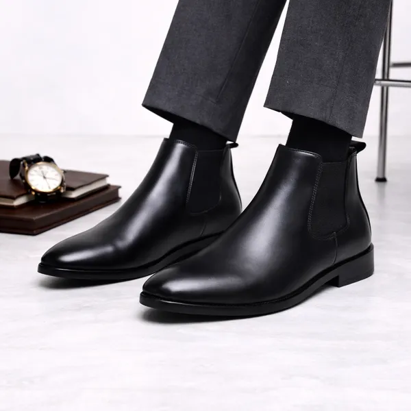 Kern_Black_Genuine_Leather_Chelsea_Boots_For_Men