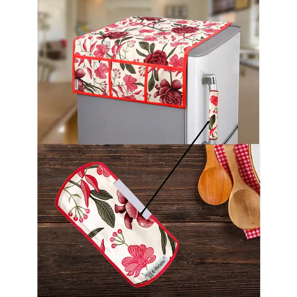 Red_Polyester_Fabric_Fridge_Top_Cover_For_Home