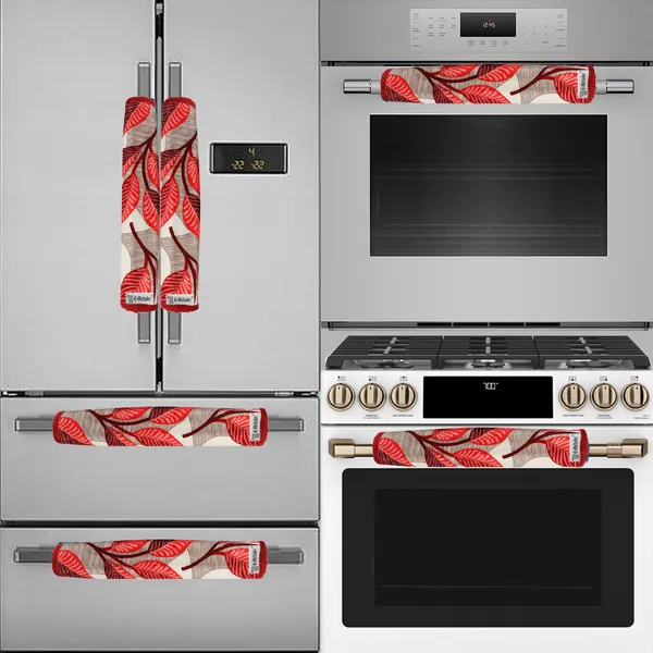 Pink_3-Layer_PolyesterFridge_Top_Cover_&_Fridge_Handle_Cover_&_3_Pc._Fridge_Mat_Set_For_Home