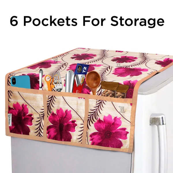 Red_3-Layer_PolyesterFridge_Top_Cover_&_Fridge_Handle_Cover_&_3_Pc._Fridge_Mat_Set_For_Home