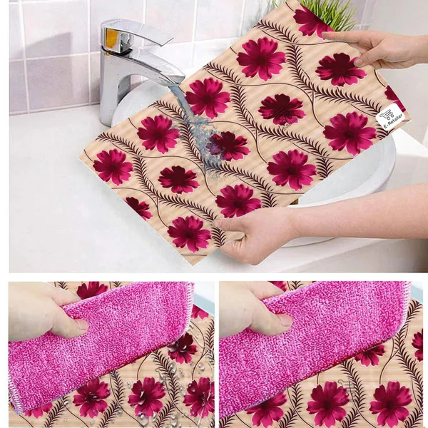 Red_3-Layer_PolyesterFridge_Top_Cover_&_Fridge_Handle_Cover_&_3_Pc._Fridge_Mat_Set_For_Home