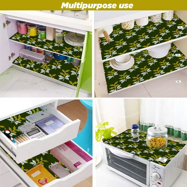 Green_3-Layer_PolyesterFridge_Top_Cover_&_Fridge_Handle_Cover_&_4_Pc._Fridge_Mat_Set_For_Home