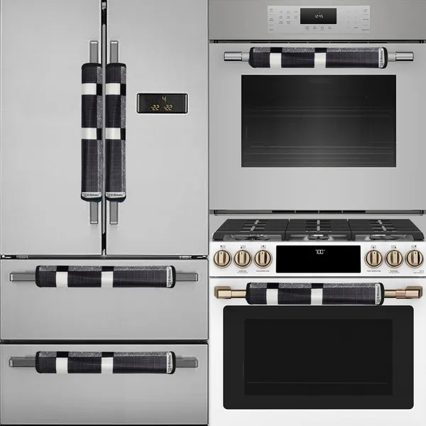 Black_3-Layer_PolyesterFridge_Top_Cover_&_Fridge_Handle_Cover_&_4_Pc._Fridge_Mat_Set_For_Home