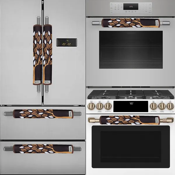 Brown_3-Layer_PolyesterFridge_Top_Cover_&_Fridge_Handle_Cover_&_4_Pc._Fridge_Mat_Set_For_Home