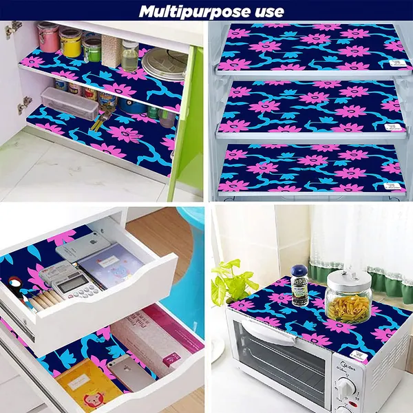 Pink_3-Layer_PolyesterFridge_Top_Cover_&_Fridge_Handle_Cover_&_4_Pc._Fridge_Mat_Set_For_Home