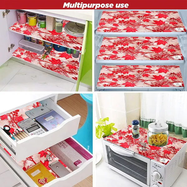 Red_3-Layer_PolyesterFridge_Top_Cover_&_Fridge_Handle_Cover_&_4_Pc._Fridge_Mat_Set_For_Home