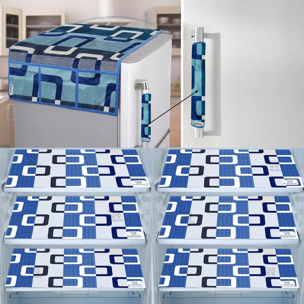 Blue_3-Layer_PolyesterFridge_Top_Cover_&_Fridge_Handle_Cover_&_6_Pc._Fridge_Mat_Set_For_Home