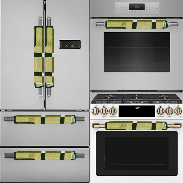 Green_3-Layer_PolyesterFridge_Top_Cover_&_Fridge_Handle_Cover_&_6_Pc._Fridge_Mat_Set_For_Home