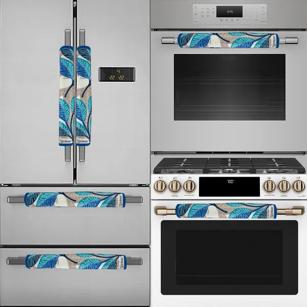 Blue_3-Layer_PolyesterFridge_Top_Cover_&_Fridge_Handle_Cover_&_6_Pc._Fridge_Mat_Set_For_Home