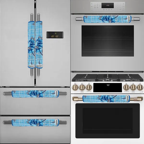 Blue_3-Layer_PolyesterFridge_Top_Cover_&_Fridge_Handle_Cover_&_6_Pc._Fridge_Mat_Set_For_Home