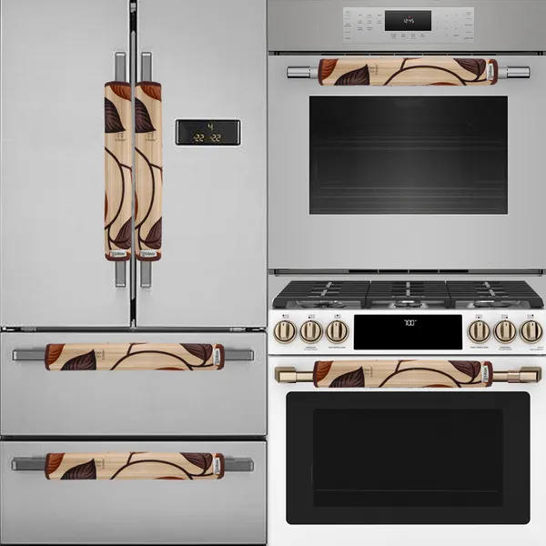 Brown_3-Layer_PolyesterFridge_Top_Cover_&_Fridge_Handle_Cover_&_6_Pc._Fridge_Mat_Set_For_Home
