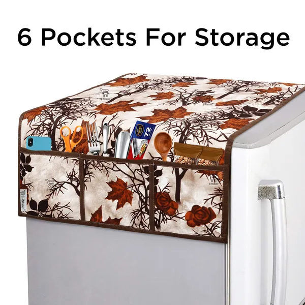Brown_3-Layer_PolyesterFridge_Top_Cover_&_Fridge_Handle_Cover_&_6_Pc._Fridge_Mat_Set_For_Home