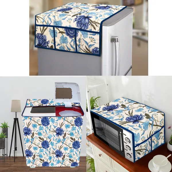 Blue_Polyester_Fabric_Fridge_Top_Cover_For_Home