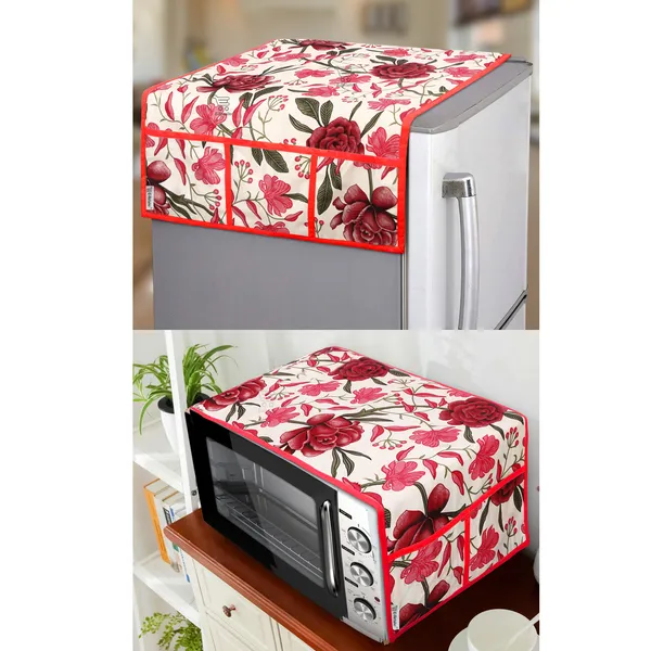 Red_Polyester_Fabric_Fridge_Top_Cover_For_Home