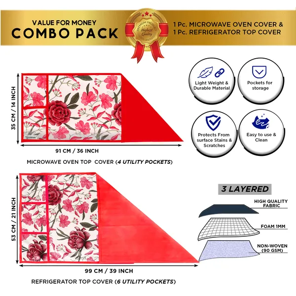 Red_Polyester_Fabric_Fridge_Top_Cover_For_Home