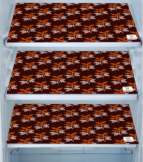 Brown_3-Layer_PolyesterFridge_Top_Cover_&_Fridge_Handle_Cover_&_3_Pc._Fridge_Mat_Set_For_Home
