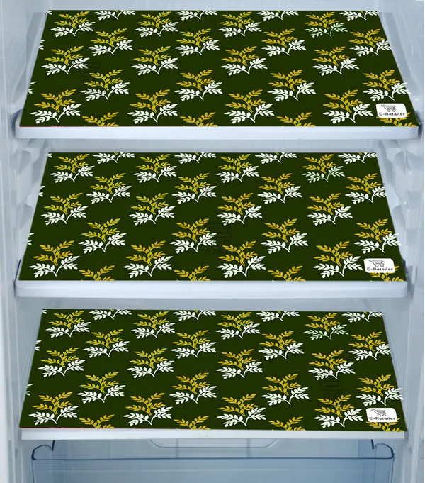Green_3-Layer_PolyesterFridge_Top_Cover_&_Fridge_Handle_Cover_&_3_Pc._Fridge_Mat_Set_For_Home