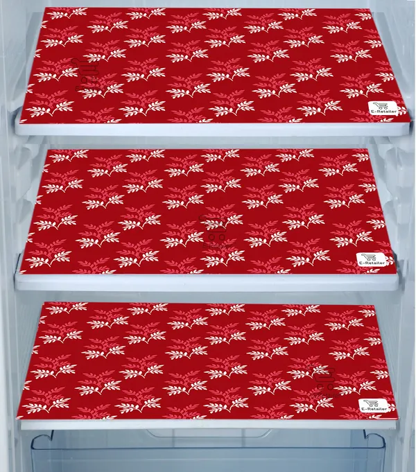 Maroon_3-Layer_PolyesterFridge_Top_Cover_&_Fridge_Handle_Cover_&_3_Pc._Fridge_Mat_Set_For_Home