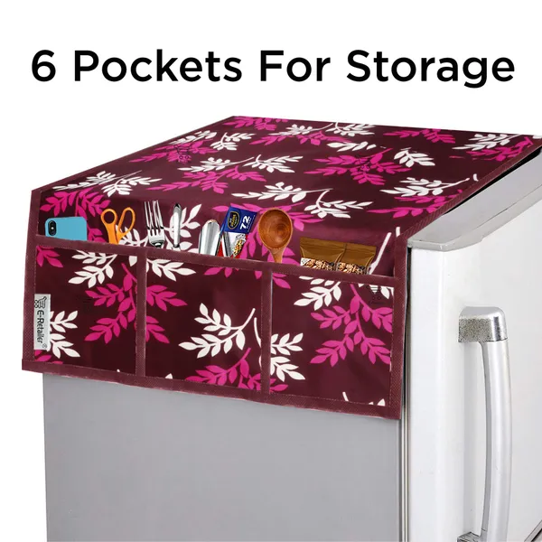 Purple_3-Layer_PolyesterFridge_Top_Cover_&_Fridge_Handle_Cover_&_3_Pc._Fridge_Mat_Set_For_Home