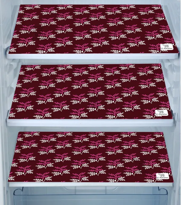 Purple_3-Layer_PolyesterFridge_Top_Cover_&_Fridge_Handle_Cover_&_3_Pc._Fridge_Mat_Set_For_Home