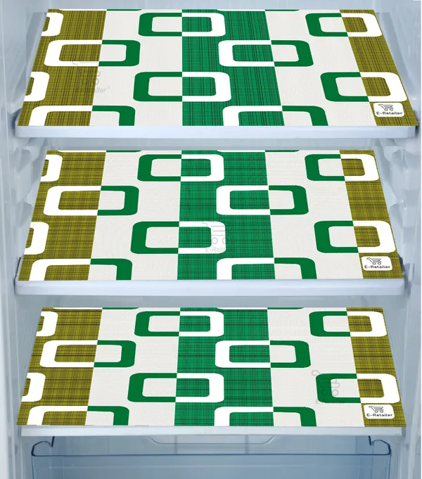 Green_3-Layer_PolyesterFridge_Top_Cover_&_Fridge_Handle_Cover_&_3_Pc._Fridge_Mat_Set_For_Home