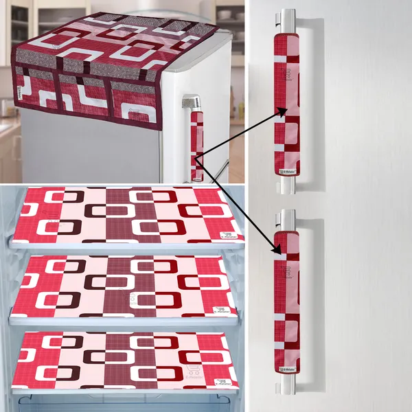 Purple_3-Layer_PolyesterFridge_Top_Cover_&_Fridge_Handle_Cover_&_3_Pc._Fridge_Mat_Set_For_Home